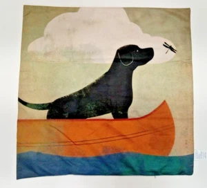 Handmade Dog Shadow Print Quilted Fabric Square Wall Art - Picture 1 of 4