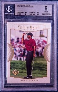 2001 Upper Deck Golf #151 Tiger Woods VICTORY MARCH RC BGS 9 MINT W/SUBS