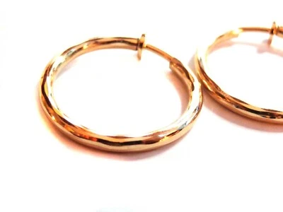 PENDIENTES CLIP ONDULADOS REDONDOS ARO ORO O PLATA HIPOALERGÉNICOS AROS DE 1 PULGADA Foto 1 de 2