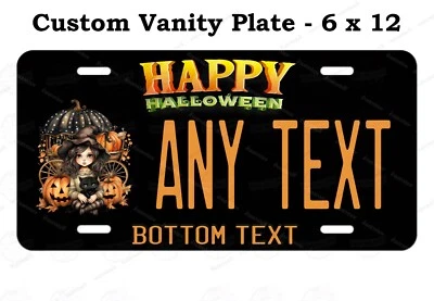 Happy Halloween Fall Pumpkin Girl License Plate Metal Tag Auto ATV Car Bike RV — 第 1/4 张图片