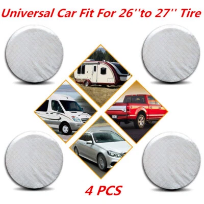 4PCS 26" to 27" 4×Wheel Tire Covers 4 Season For RV Trailer Camper Car Truck SUV - Image 1 of 4