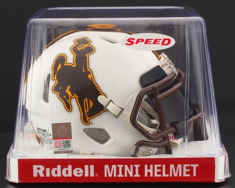 WYOMING COWBOYS NCAA Riddell SPEED Mini Football Helmet w/ EYE SHIELD VISOR Cover