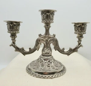 Vintage Ornate  PEWTER 3 Candle CANDELABRA Regency Wedding - Picture 1 of 5