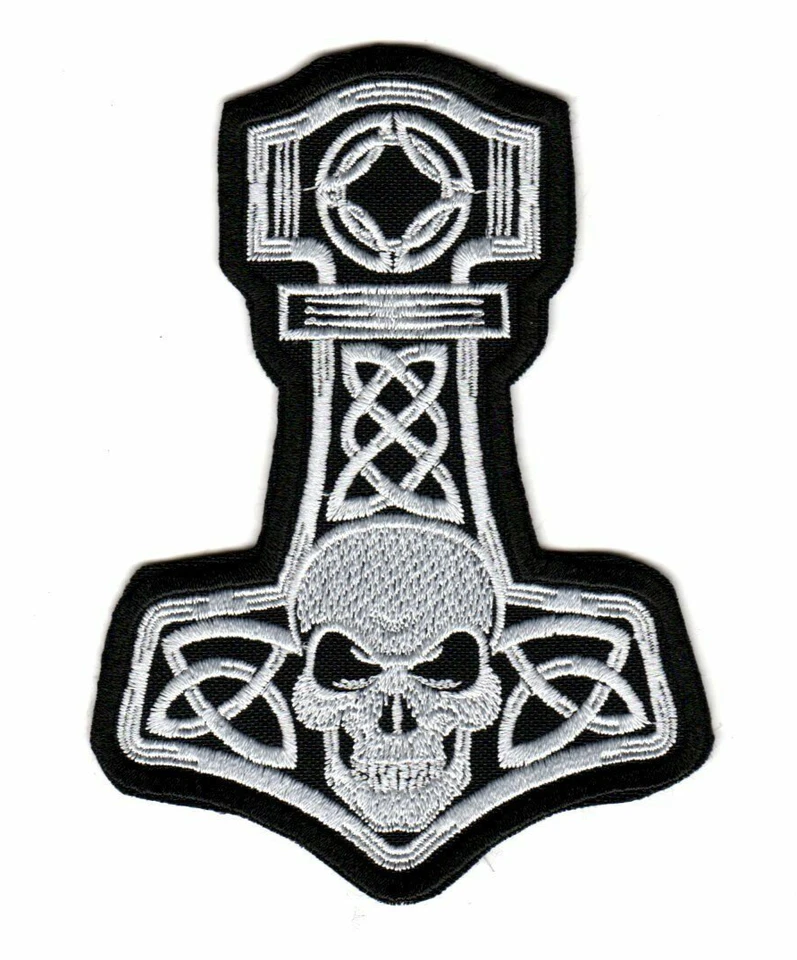 Thor's Hammer Skull Patch | Mjolnir Thunder God Viking Norse Mythology Logo - Image 1 of 1