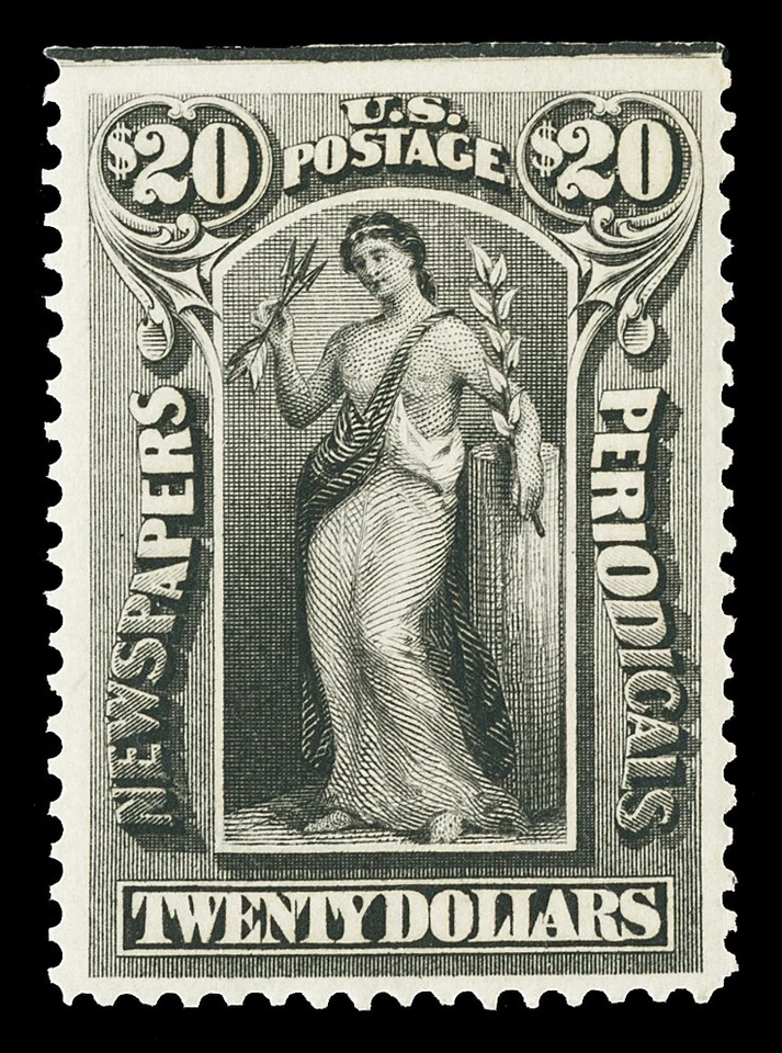 Scott PR123 1896 $20.00 Newspaper Issue Mint F-VF OG NH Straight Edge Cat $110 - Image 1 of 1