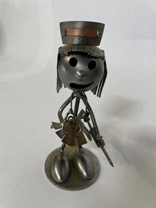 Handcrafted Recycled Metal Nurse Sculpture Round Base Rusty Custom Made 6” Tall - Picture 1 of 8