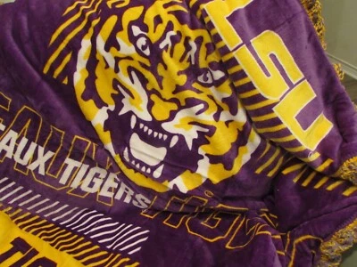 LSU Geaux Tigers Oversize Reversible Cloud Sherpa Throw Blanket Louisiana - Image 1 of 4