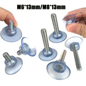 M6 M8 Threaded Suction Cup Adjusting Foot Clear Soft Rubber Glass Fixing 13mm - Picture 1 of 6