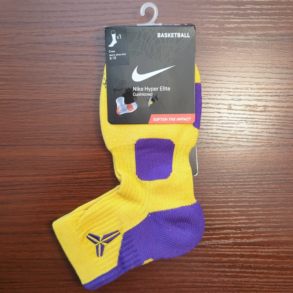 Raro Kobe Bryant Nike Elite Calcetines Corte Cuarto Baloncesto Talla L Amarillo/Púrpura Foto 1 de 4