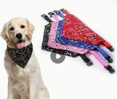 Adjustable Pet Dog Puppy Cat Neck Scarf Bandana collar strong Nylon belt (G) - Image 1 of 4