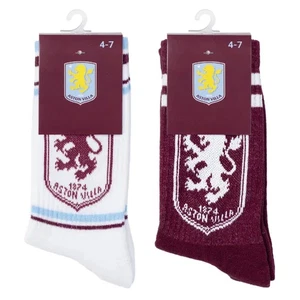 Aston Villa FC Offizielle Doppelpack Wappen Sportsocken GESCHENK - Bild 1 von 3