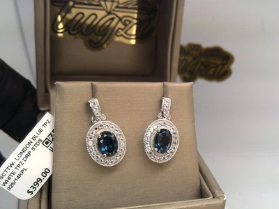 $400- Pendientes NATURALES Londres TOPACIO AZUL Y TOPACIO BLANCO SS 925/14kPL Foto 1 de 4