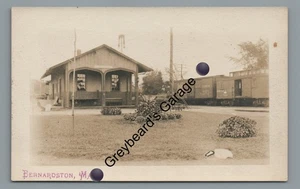RPPC Railroad Train Station Depot BERNARDSTON MA Real Photo Postcard - Picture 1 of 2