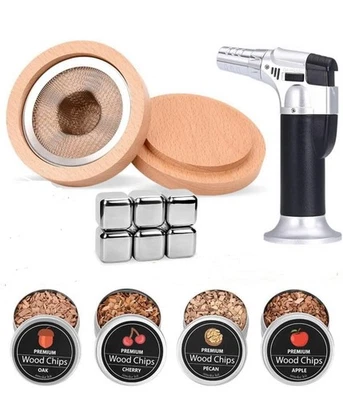 Kit de ahumador de cóctel con antorcha, 4 tipos de astillas de madera para kit de infusión de ahumador de bebidas Foto 1 de 4