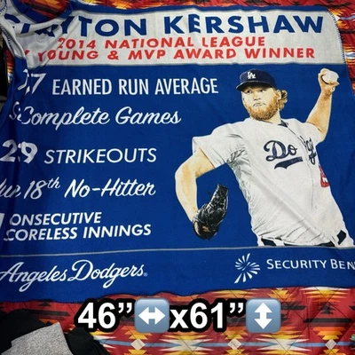 "Manta LA Dodgers 2014 Clayton Kershaw NL y ganador del premio Cy Young SGA 46""x61""" Foto 1 de 4
