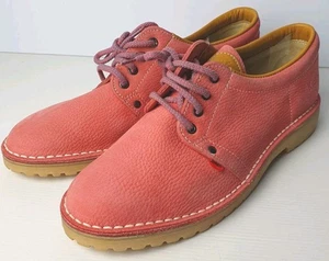 KICKERS Unisex Leather Shoes UK 9 Salmon Pink Mustard Accent Lace Up Vgc - Picture 1 of 20
