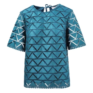 Per Una Lace Overlay Top – Kingfisher Blue - Picture 1 of 5