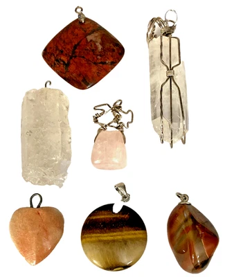 Lote exacto de (7) SIETE colgantes de ágata de jaspe de piedras preciosas naturales Foto 1 de 3