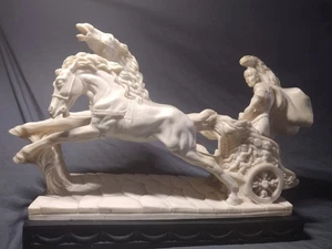 Große Vintage Souvenir Grand Tour Wagenlenker und Pferde Statue Marmorguss 19 Zoll - Bild 1 von 20