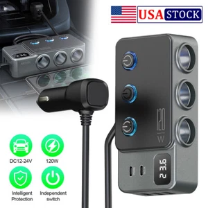 Multi Car Cigarette Lighter Socket USB Plug Fast Charger Power Adapter Splitter - Picture 1 of 12