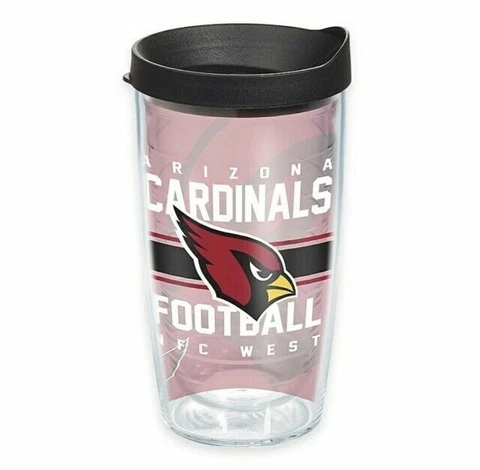Arizona Cardinals 16oz Tervis Tumbler with Lid-Made in USA-New Cover