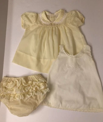 Vestido bebé amarillo vintage años 50 madreselva y Bloomers talla 9 meses Foto 1 de 4
