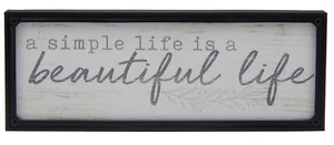 Simple Life is Beautiful Farmhouse Sign Shelf Sitter Rustic Wall Art Decor Print - Picture 1 of 6