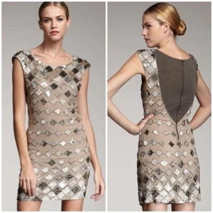 Nuevo con etiquetas Vestido Alice + Olivia Vista Con Cuentas Retro Aleta Brillante Mini Talla 0 - Imagen 1 de 16
