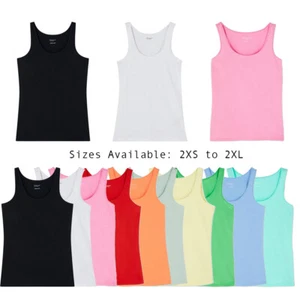 PRIMARK LADIES PLAIN STRETCH VEST TOP SIZES UK 4-24 2XS to 2XL - Picture 1 of 14