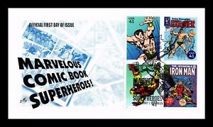 US COVER MARVEL COMICS SUPER HEROES FDC MULTI FRANKED ALL OVER ARTCRAFT