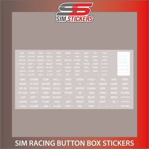 CLEAR/WHITE Stickers for Car Simulator Button Box/Wheel iRacing/AC/PC2 - Picture 1 of 10