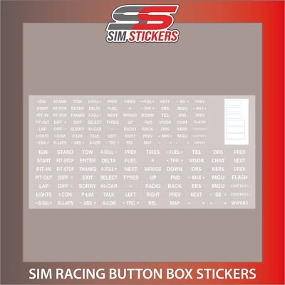 Pegatinas CLARAS/BLANCAS para caja de botones de simulador de coche/rueda iRacing/AC/PC2