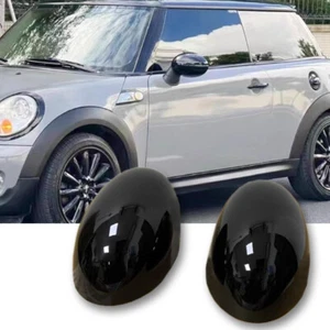 Black Manual Fold Side Mirror Cover Replace For MINI Cooper R55 R56 R57 R58 R60 - Picture 1 of 7