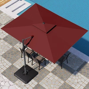 9 x 12 ft Cantilever Patio Umbrella Outdoor Offset Hanging Umbrella 360°Rotation - Picture 1 of 9