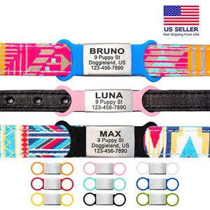 Dog ID Tags Personalized Engraved Slide on No Noise Name Collar Tag for Pets Cat - Picture 1 of 12