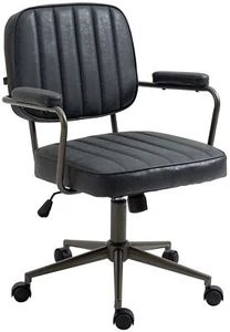 Silla De Trabajo Natrona Con Look Industrial Acolchada, Ruedas & Reposabrazos - Imagen 1 de 2