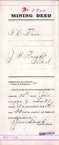 1889 DAKOTA TERRITORY DAVID SWANZEY NOTARY & AS WITNESS, LAURA INGALLS WILDER
