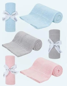 Manta tejida de algodón para bebé unisex celular ligera tejida ropa de cama - Imagen 1 de 7