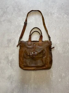 Campomaggi Teodorano rara borsa vintage in pelle marrone pesante tracolla - Foto 1 di 24