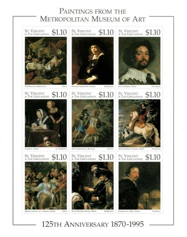 St. Vincent 1996 SC# 2264 Paintings at Met Art Museum - Sheet of 9 Stamps - MNH Cover