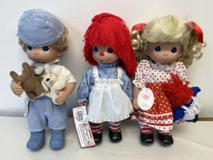 12" VINYL PRECIOUS MOMENTS DOLL LOT MARCELLA W RAGGEDY ANN PUPPY DOG TAILS - Picture 1 of 12
