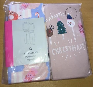 TU NIÑAS NAVIDAD PAQUETE DE 2 PIJAMAS MANGA LARGA/PIERNA 7-8 NUEVO CON ETIQUETAS ÁRBOL DE NAVIDAD - Imagen 1 de 16