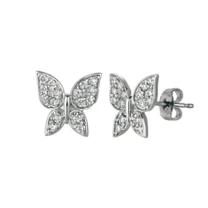 0.30 Carat Natural Diamond Butterfly Earrings G SI 14K White Gold - Picture 1 of 2