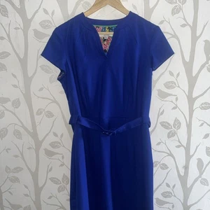 Boden lined fitted Purple wool dress size 16R - Picture 1 of 8