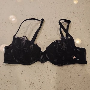 Victorias Secret PINK Date Push Up Bra 32AA Black Underwire Padded - Picture 1 of 4