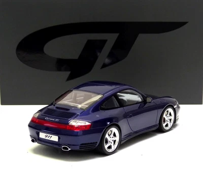 Porsche 911 (996.2) Carrera 4S 2002 Dark Blue / Silver Rims 1:18 GT938 GT-SPIRIT - Image 1 of 4
