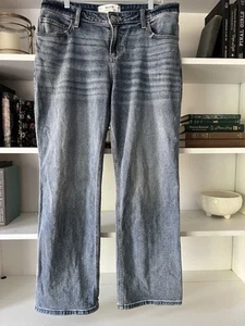 Hollister Damen Low Rise Relaxed Straight Denim Blue Jeans Medium Wash 12R - Bild 1 von 6
