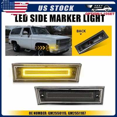 Luz LED de señalización lateral para guardabarros delantero ámbar ahumado 2-20x para Chevrolet R10 R20 R30 Foto 1 de 4