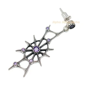 Gothic Spider WebDangle Drop Stud Post Earrings 925 Sterling Silver A4653 - Bild 1 von 4