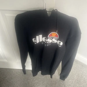 ELLESSE Hoodie Black Pullover Womens UK 10 - Picture 1 of 1